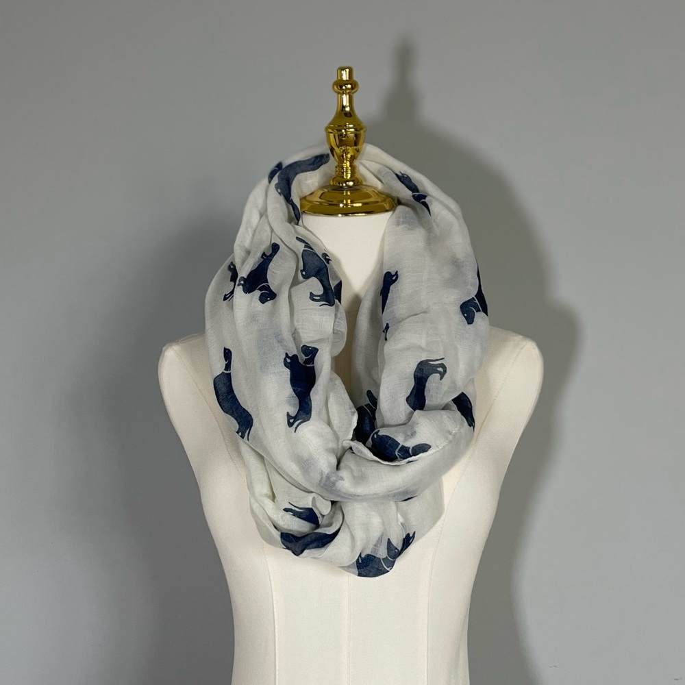 White and Blue Scarf - Dachshund